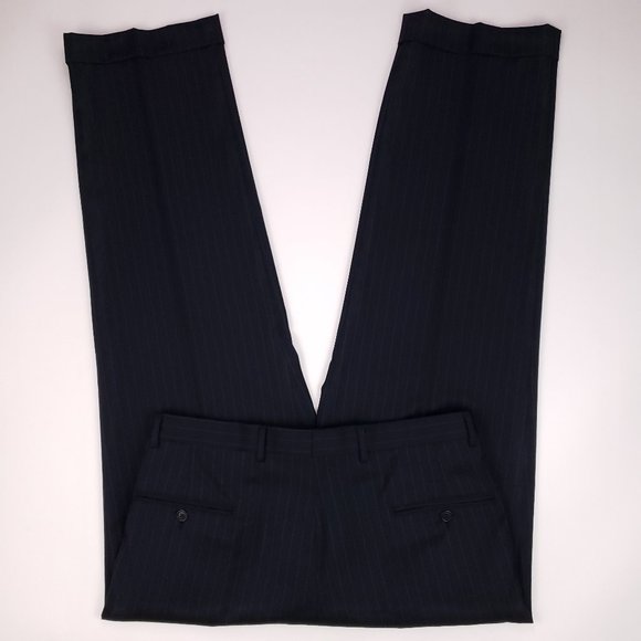 Brooks Brothers 39L Suit Navy Pinstriped Wool Mens - Picture 6 of 12